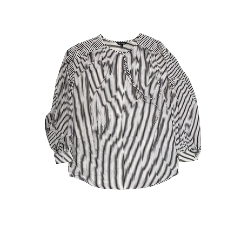 ST JOHN Striped Stretch Silk Tunic Wn's Size M Long Sleeve Oversized